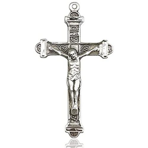 Heartland Mens Crucifix Pendant Antique Silver Accents Cross Bar Edges USA Made