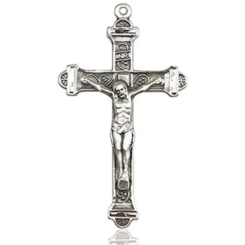 Heartland Mens Crucifix Pendant Antique Silver Accents Cross Bar Edges USA Made