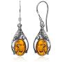 Sterling Silver Amber Classic Oval Dangle Earrings