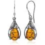 Sterling Silver Amber Classic Oval Dangle Earrings Sterling Silver Amber Classic Oval Dangle Earrings