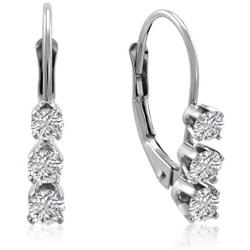 AGS Certified 1/2ct TW Diamond Lever Back Earrings in 14K Gold