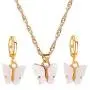 FUTIMELY Butterfly Hoop Earring Pendant Necklace,Acrylic Animal Butterfly Necklace Huggie Drop Earrings Set,Simple Charm Colour Suit for Women Teens Girls