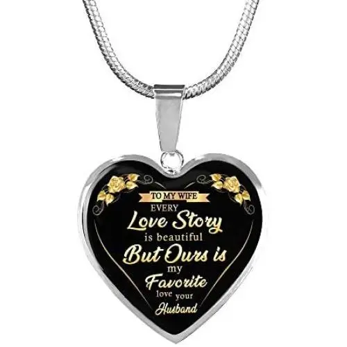 to My Wife Necklace Love Your Husband - Every Love Story Beautiful Heart Pendant Jewelry - Love Gifts for Wifes Fiancee On Birthday Christmas Valentines Day to My Wife Necklace Love Your Husband - Every Love Story Beautiful Heart Pendant Jewelry - Love Gifts for Wifes Fiancee On Birthday Christmas Valentines Day