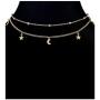 Ofeiyaa 12/16pcs Chain Gold Bead Necklace Coin Moon Star Pearl Pendant Chain Choker Multilayer Necklace Leather Cord Set for Women Men Adjustable Gold Tone