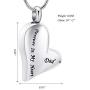 Always in My Heart Cremation Jewelry for Human Ashes Keepsake Urn Necklace of Loved One Memorial Ash Jewellery
