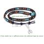 Leather Wrap Cuff Bracelet Turtle Turquoise and Tiger Eye Beads Handmade Bangle Boho Wristband for Men Women