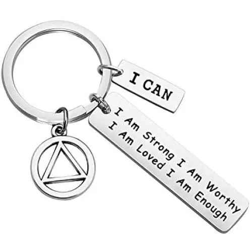 FUSTMW AA Symbol Keychain Sobriety Gifts Alcoholics Anonymous Gifts Addiction Recovery Jewelry I Am Strong I Am Loved I Am Enough New Beginnings Gift FUSTMW AA Symbol Keychain Sobriety Gifts Alcoholics Anonymous Gifts Addiction Recovery Jewelry I Am Strong I Am Loved I Am Enough New Beginnings Gift