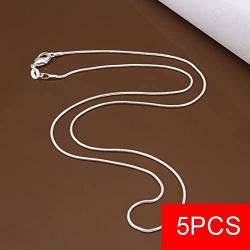 Zhx 3PCS/5PCS 925 Sterling Silver Snake Chains Necklaces 16'' 18'' 20'' 22'' 24'' 26'' 28'' 30''