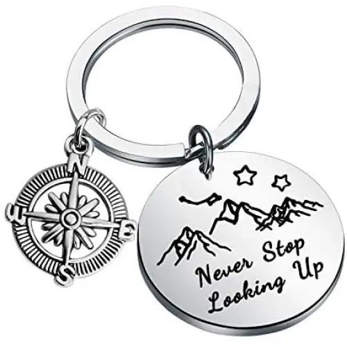 WSNANG Adventure Gift Never Stop Looking Up Keychain Mountains Keychain Outdoor Lovers Mountains Gift for Hiker Backpacker Nature Lover WSNANG Adventure Gift Never Stop Looking Up Keychain Mountains Keychain Outdoor Lovers Mountains Gift for Hiker Backpacker Nature Lover