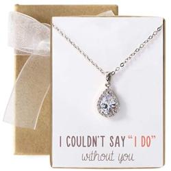 A+O Bridesmaid Jewelry Gift, Teardrop Pear Necklace in Gold, Rose Gold, Silver