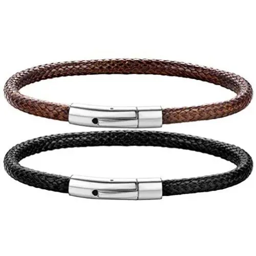 ChainsHouse Personalized Mens Leather Bracelet with Custom Beads, Customized DIY Waterproof Wax Rope Braided Cord Bracelet Engraved with Names for Men Women, 7-8.7 inch, with Gift Box ChainsHouse Personalized Mens Leather Bracelet with Custom Beads, Customized DIY Waterproof Wax Rope Braided Cord Bracelet Engraved with Names for Men Women, 7-8.7 inch, with Gift Box