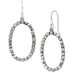 Silpada Oval Glitz Beaded Open Drop Earrings with Crystals in Sterling Silver