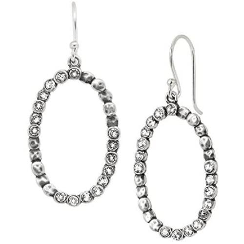 Silpada Oval Glitz Beaded Open Drop Earrings with Crystals in Sterling Silver