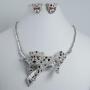 EVER FAITH Silver-Tone Leopard Necklace Earrings Set with Clear Austrian Crystal