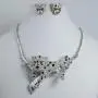 EVER FAITH Silver-Tone Leopard Necklace Earrings Set with Clear Austrian Crystal EVER FAITH Silver-Tone Leopard Necklace Earrings Set with Clear Austrian Crystal