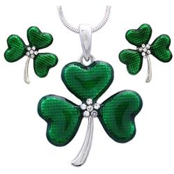 SoulBreezeCollection St. Patricks Day Irish Good Luck Charm Shamrock 4 Leaf Clover Stud Earrings (Stud Set)