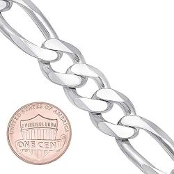 14.7mm Solid .925 Sterling Silver Flat Figaro Chain Necklace