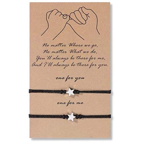 SUNSH 2Pcs Compass/Sunflower/Infinity Charm Pinky Promise Distance Bracelets for Women Teen Girls Lover Friendship Couple Best Friends Mom Daughter Brithday Jewelry Gifts