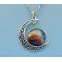 Adorit Mystical Galaxy & Crescent Moon Cosmic Colorful Pendant Necklace, Blue Glass, 17.5 Chain, Great Gift for Holidays, Birthdays, Special Days Adorit Mystical Galaxy & Crescent Moon Cosmic Colorful Pendant Necklace, Blue Glass, 17.5 Chain, Great Gift for Holidays, Birthdays, Special Days