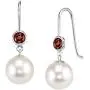 THE PEARL SOURCE 14K Gold AAAA Quality Round White Freshwater Cultured Pearl Garnet Gemstone Earrings for Women THE PEARL SOURCE 14K Gold AAAA Quality Round White Freshwater Cultured Pearl Garnet Gemstone Earrings for Women