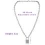 7th Moon Lock Pendant Necklace Statement Long Chain Punk Multilayer Choker Necklace for Women Girls (Silver)