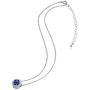 Sterling Silver Genuine or Synthetic Gemstone and White Topaz Round Halo Slide Short Choker Necklace for Girls, Teens or Women