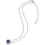 Sterling Silver Genuine or Synthetic Gemstone and White Topaz Round Halo Slide Short Choker Necklace for Girls, Teens or Women Sterling Silver Genuine or Synthetic Gemstone and White Topaz Round Halo Slide Short Choker Necklace for Girls, Teens or Women