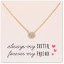 A+O Gift for Sister, Petite CZ Disk Pendant Necklace in Gold, Rose Gold or Silver