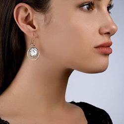 Graduated Circles 925 Sterling Silver and 14k Gold Filled Multi Hoops Dangle Earrings