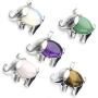 JXMYBA Cute Elephant Pendant Necklace Womens Mens Healing Chakra Gemstone Pendant Meditation Jewelry Lucky Birthstone Necklace with Stainless Steel Necklace with Gift Box Packaging