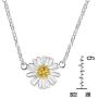 AeraVida Trendy Mini Two Tone Daisy .925 Sterling Silver Pendant Necklace