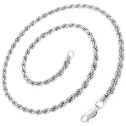 Authentic Solid Sterling Silver Rope Diamond-Cut Braided Twist Link .925 ITProLux Necklace Chains 1.5MM - 5.5MM, 16'' - 30'', Made In Italy, Men & Women, Next Level Jewelry