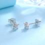 Silver Stud Earrings for Women, 3 Pairs Tiny Round Cubic Zirconia Stud Earrings | Small Star Helix Earrings Dainty Flower Tragus Cartilage Studs Jewelry for Girls Men Teens (Silver/Gold)