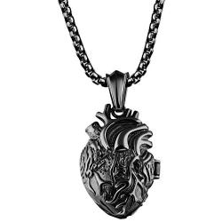 jonline24h Stainless Steel Anatomical Organ Heart Pendant Necklace for Mens Womens 22-24inch Chain