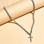 MKEB Girl Vintage Crystal Necklace Link Chain with Cross Pendant Choker Jewelry Accessories(Platinum)