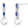 KATARINA Diamond Jewelry Set with Fresh Water Pearl and Sapphire in 14K White Gold (0.08 cttw)