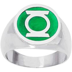 DC Comics Mens Stainless Steel Justice League Superhero Logo Ring Jewelry, Green Lantern, Size 10