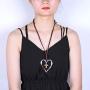 MEIDIJINGBEI Vintage Silver Heart Pendant Necklace Leather Pendant Necklace for Women