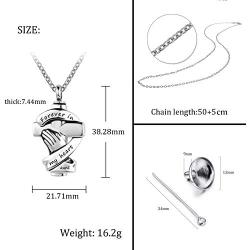 YSAHan Praying Hands Cross Urn Necklaces Ashes Cremation Memorial Stainless Steel Keepsake Pendant Jewelry Forever in My Heart for Women Men