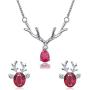 Youniker Reindeer Earrings Necklace Sets - Silver Plated Hypoallergenic Antlers Drop Dangle Earrings Necklaces Jewelry Sets for Women Girls Gift for Mother