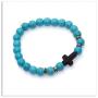 Xusamss Fashion Religious Cross Bracelet Agate Turquoise Beads Stretchable Bracelet,7 1/2 Wrist