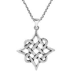 AeraVida Quaternary Celtic Knot Eternity .925 Sterling Silver Pendant Necklace