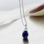 Gem Stone King 925 Sterling Silver Blue Sapphire Pendant Necklace Gemstone Birthstone For Women (2.55 Ctw Oval with 18 Inch Silver Chain)