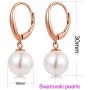 ZowBinBin 925 Sterling Silver 10mm Pearl Earrings, Beautiful Black Pearl Earrings, White Pearl Dangle Earrings Hypoallergenic Drop Pearl Earrings