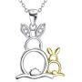 POTOPYY 925 Sterling Silver Animal Pendant Necklace Rabbit/Elephant/Penguin Jewelry Gifts for Women Mother