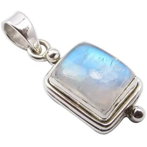 SilverStarJewel 925 Solid Silver Genuine Rainbow Moonstone Pendant 1.1'' Stone Jewelry SilverStarJewel 925 Solid Silver Genuine Rainbow Moonstone Pendant 1.1'' Stone Jewelry