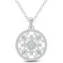 Aurelio Jewelry Sterling Silver 0.032 Carat Round-Cut (I-J Color, I2-I3 Clarity) Natural Diamond Pendant for Women