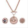 My Prime Gifts Snap Jewelry Rose Gold Toggle Rhinestone Halo Necklace 28'' Holds 18-20mm Snaps