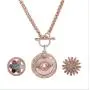 My Prime Gifts Snap Jewelry Rose Gold Toggle Rhinestone Halo Necklace 28'' Holds 18-20mm Snaps