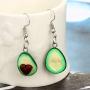 Cute Avocado necklace earrings jewelry set Heart Shape Nucleus Fruit Funny Jewelry for Women Girls Gifts